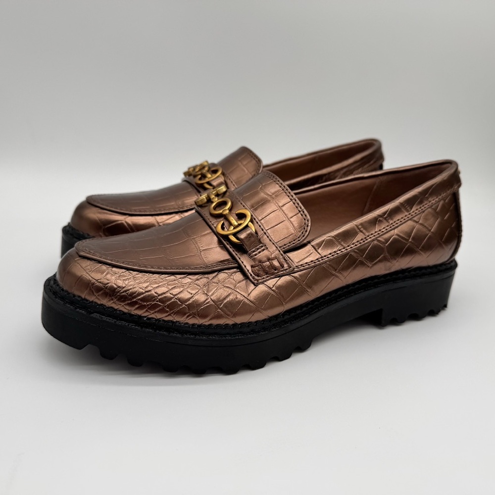 Circus by Sam Edelman Deana Lug Sole Faux Alligator Bronze Loafer Women’s Size 8